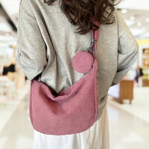 Crossbody Bag for Women, Large Capacity Canvas Shoulder Bag with 1 Small Bag Trendy Cross Body Bag for Daily Use Travel