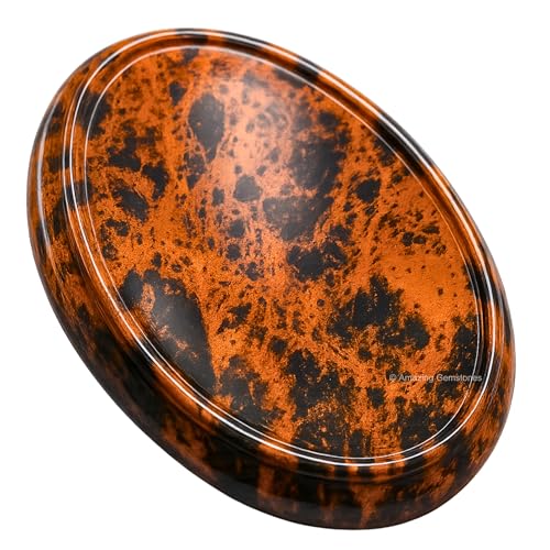Image of Amazing Gemstone Mahogany Obsidian Worry Stone Crystals and Healing Stones - Worry Stones for Stress Relief Gifts - Piedra Crystal Fidget for Meditation - Unique Stocking Stuffers Gifts for Women, Men