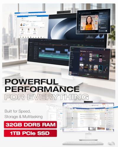 Image of ASUS 27 inch Touchscreen All-in-One Desktop, AMD Ryzen AI 7 350, Copilot+ AI PC | 32GB DDR5 RAM, 1TB SSD, 27 inch IPS FHD Display, AMD Radeon 860M, Wi-Fi 6, Windows 11 Pro, Wireless Keyboard and Mouse Combo