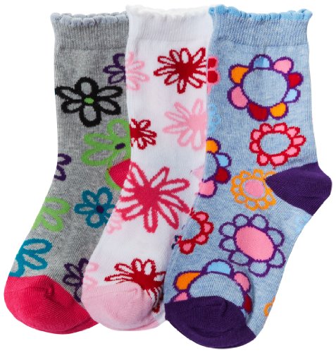 Jefferies Socks Girls 2-6X Flower Frenzy Triple Treat 3 Pair Pack