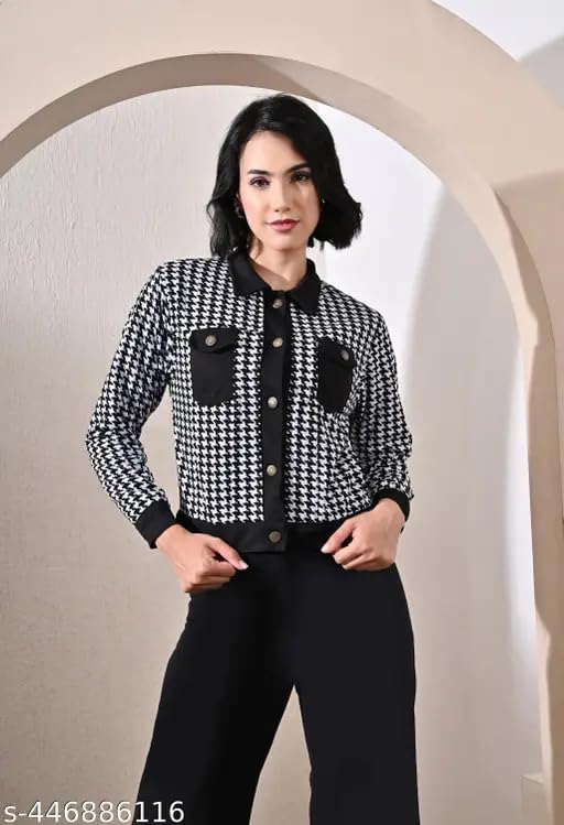 HRIKSHIKA FAISHON Women Cotton Blend Stylish 3pcs Western Set-Inner Top Jacket And Trouser Set (Black & Red, XL) 3