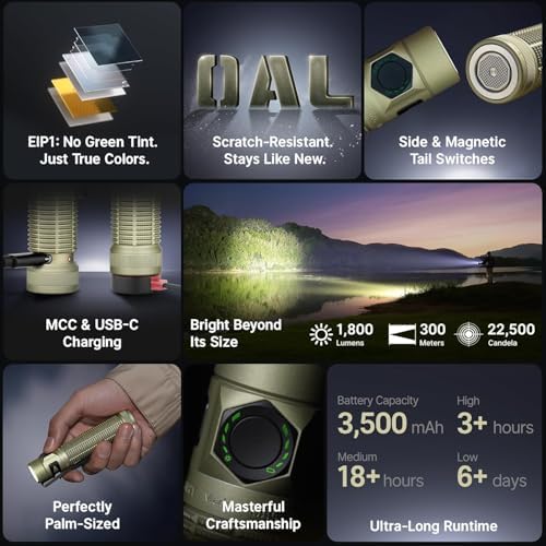 OLIGHT BatonUltra 1800 Lumens Rechargeable EDC Flashlight with Tail Switch - 1