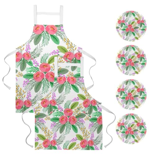 Tablier de cuisine pour bistrot et bar avec 4 broches incluses de style multicolore