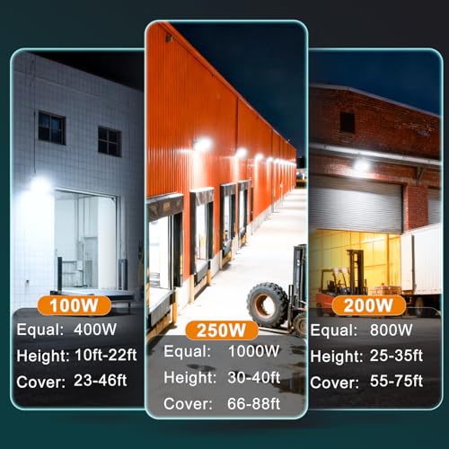 Image of Lightdot 250W LED Wall Pack Light 4 Pack, 37500LM Dusk to Dawn Outdoor Security Lights with Photocell, 5000K Daylight, IP65 Waterproof, 100-277V, ETL, 20-40 ft Mount Height with 70ft Cover, Black