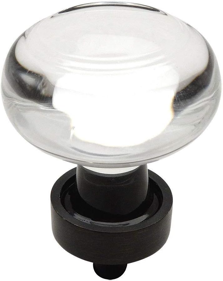 Cosmas 10 Pack 6355ORB-C Oil Rubbed Bronze Cabinet Hardware Round Knob with Clear Glass - 1-3/8 Diameter