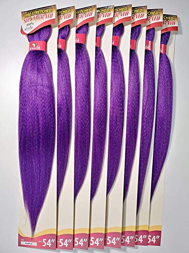 (Pack of 8) Afreezm Pre Stretched Silky Braiding Hair 100% Kanekalon Afrelle Fiber (54 Inches / 85 Grams) (Purple)