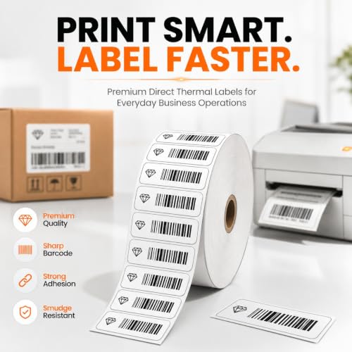 Image of Shreyans Direct Thermal Labels (Pack of 18, 38mm x 15mm - 500 Labels /Roll) - Non Tearable, Scratch Free, Water Proof & Non Fade Stickers with Permanent Marking - 9000 Labels