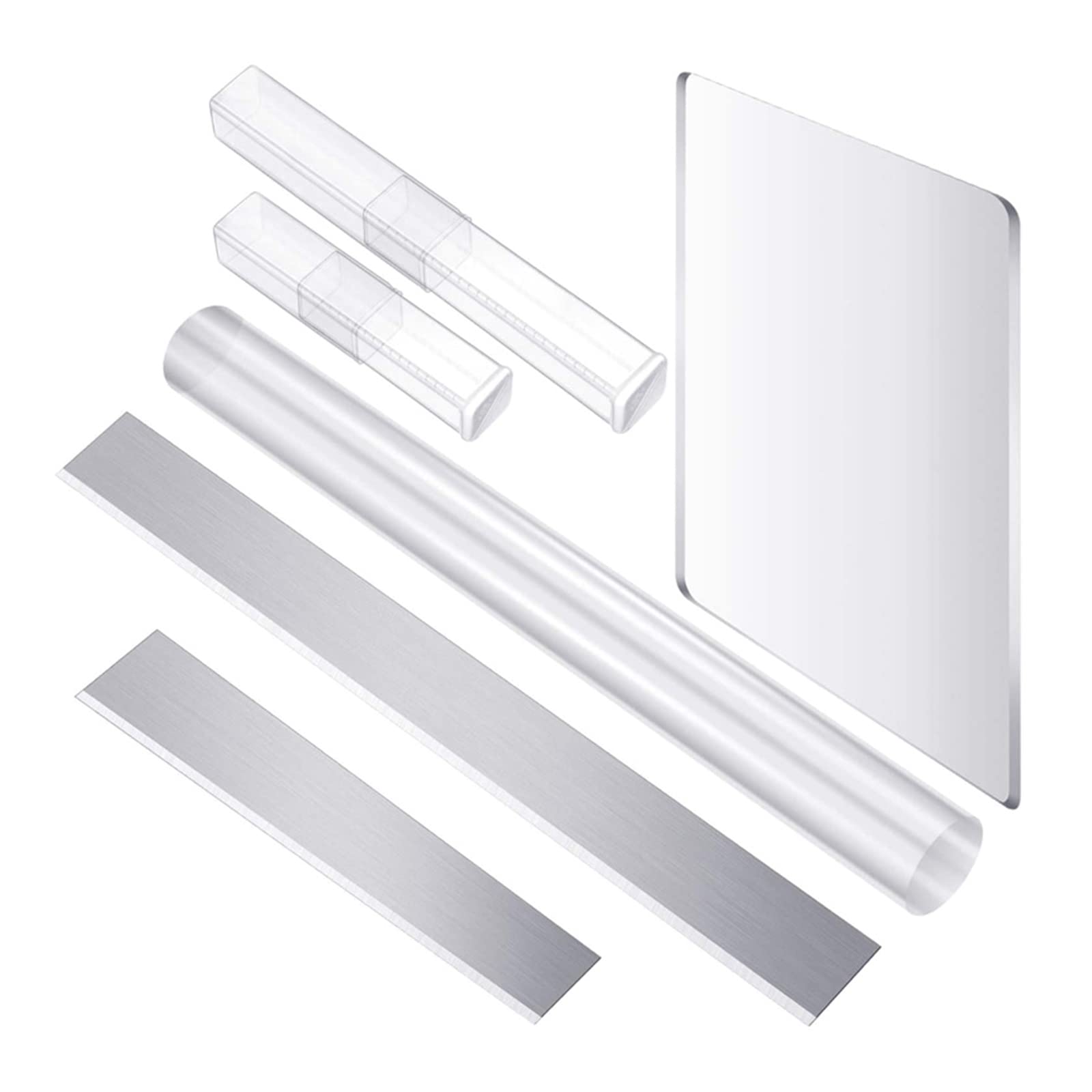YWLUUOO 6 Pcs Clay Cutter Roller Acrylic Sheet Set Wax Pottery Tools Sculpture Ceramic Modeling for Art Roller Pin Set with Acrylic Sheet Cutter