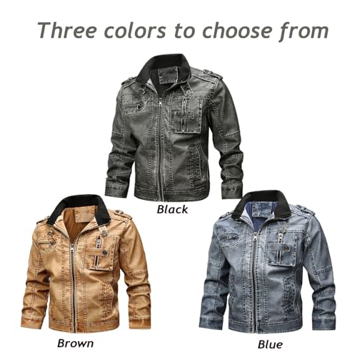 Chaqueta de cuero para moto para hombre, tamaño 7X-Large miniatura 4