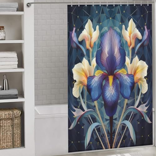 Rideau de douche imperméable séchage rapide à motif fleur en tissu - 2