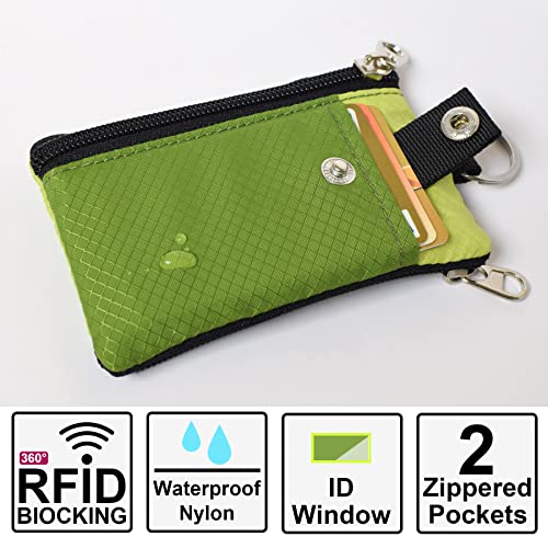 Image of CHENSPRX Minimalist RFID Blocking Small Wallet with ID Window,WaterResistant Zip Id Case Wallet with Lanyard Keychain for Cards,Cash,Travel,Women,Men
