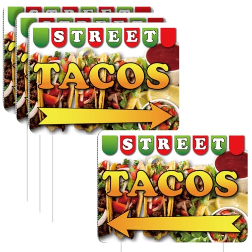 Geelin 3 Pack Street Tacos Double-sided Yard Signs 15.8