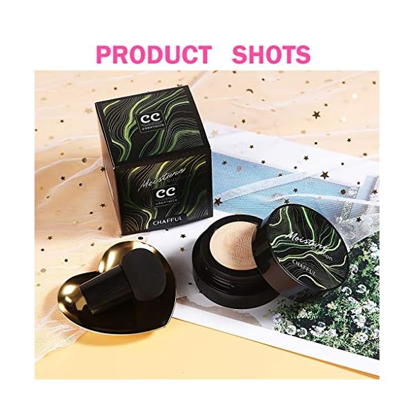 firstfly Mushroom Head Air Cushion CC Cream, Concealer Lasting Moisturizing Pigment CC Liquid Foundation, Matte Even Skin Tone Nude Makeup Base Primer Cushion Foundation CC Cream (Natural)