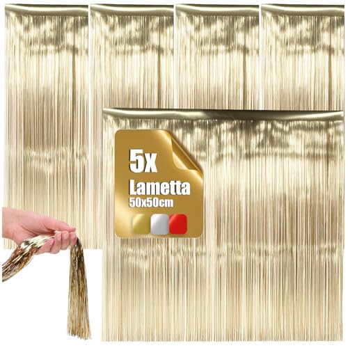 com-four® 5X Lametta - champagnerfarbene Lametta Girlande für...