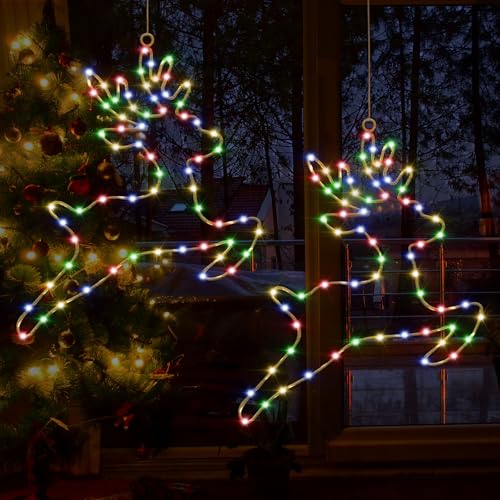 Therlan Beleuchtet Rentier Weihnachtsdeko Lichterketten, 2 Stück 80...