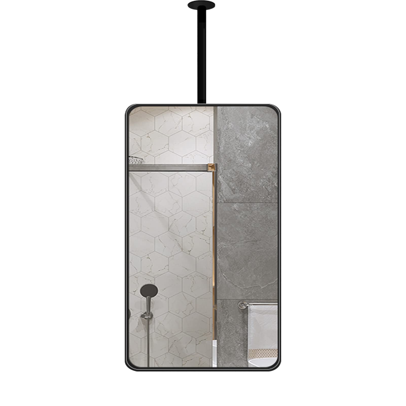 Miroir suspendu pour toilettes et maquillage avec cadre rectangulaire vertical