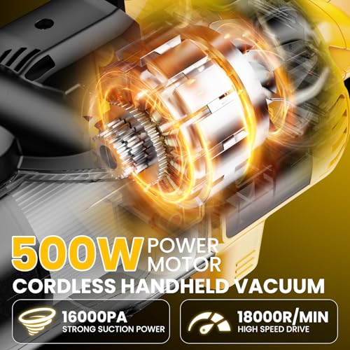 Image of Cordless Vacuum for Dewalt Battery, 5 in 1 Lightweight Handheld Vacuum Cleaner with 500W Powerful Motor, 46 CFM Portable Hand Vacuum with Filtration HEPA for Floor, Carpet(Battery Not Included)