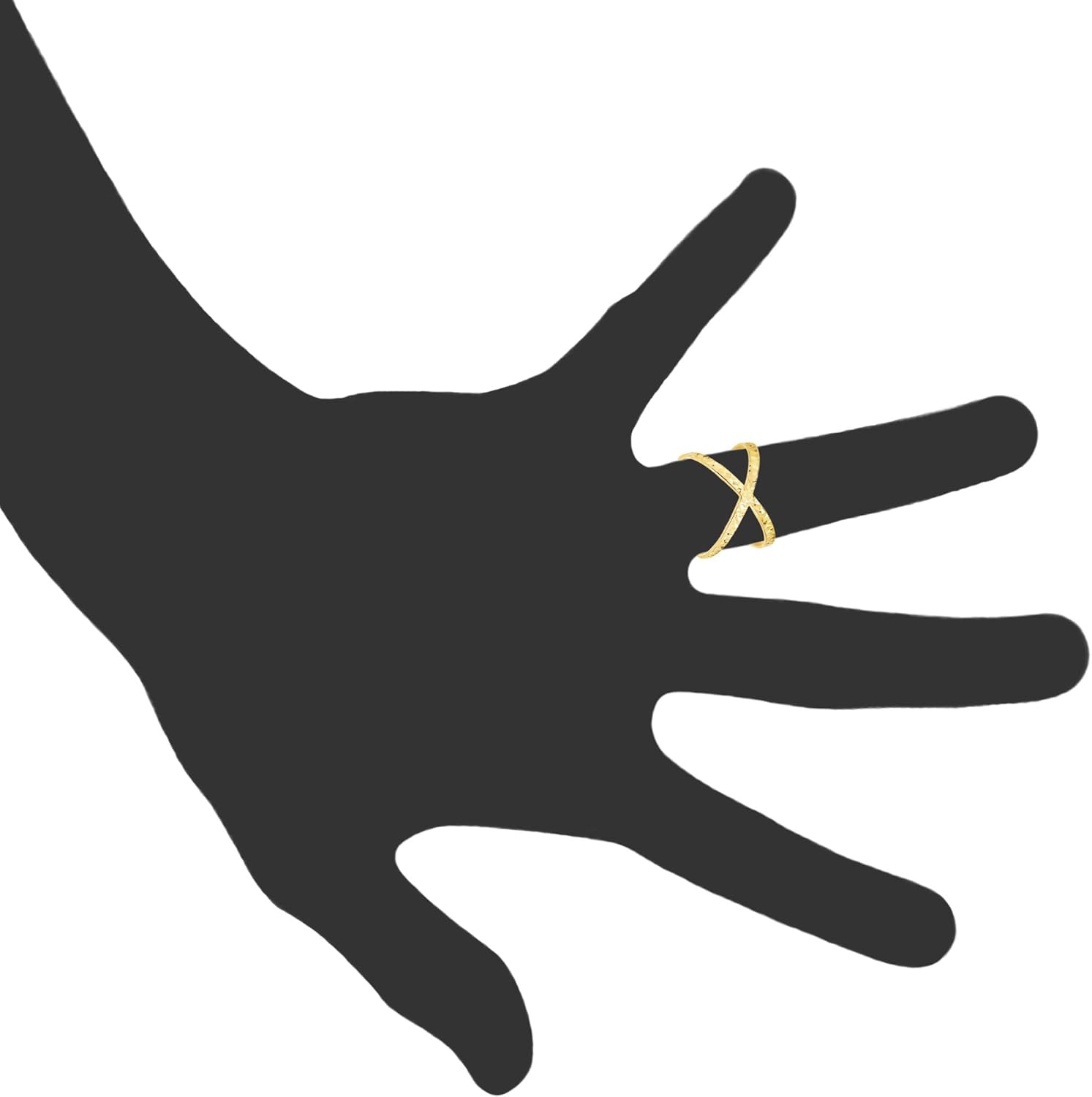 Jewelry Affairs 14K Yellow Gold Diamond Cut Cross Over X Design Fashion Ring