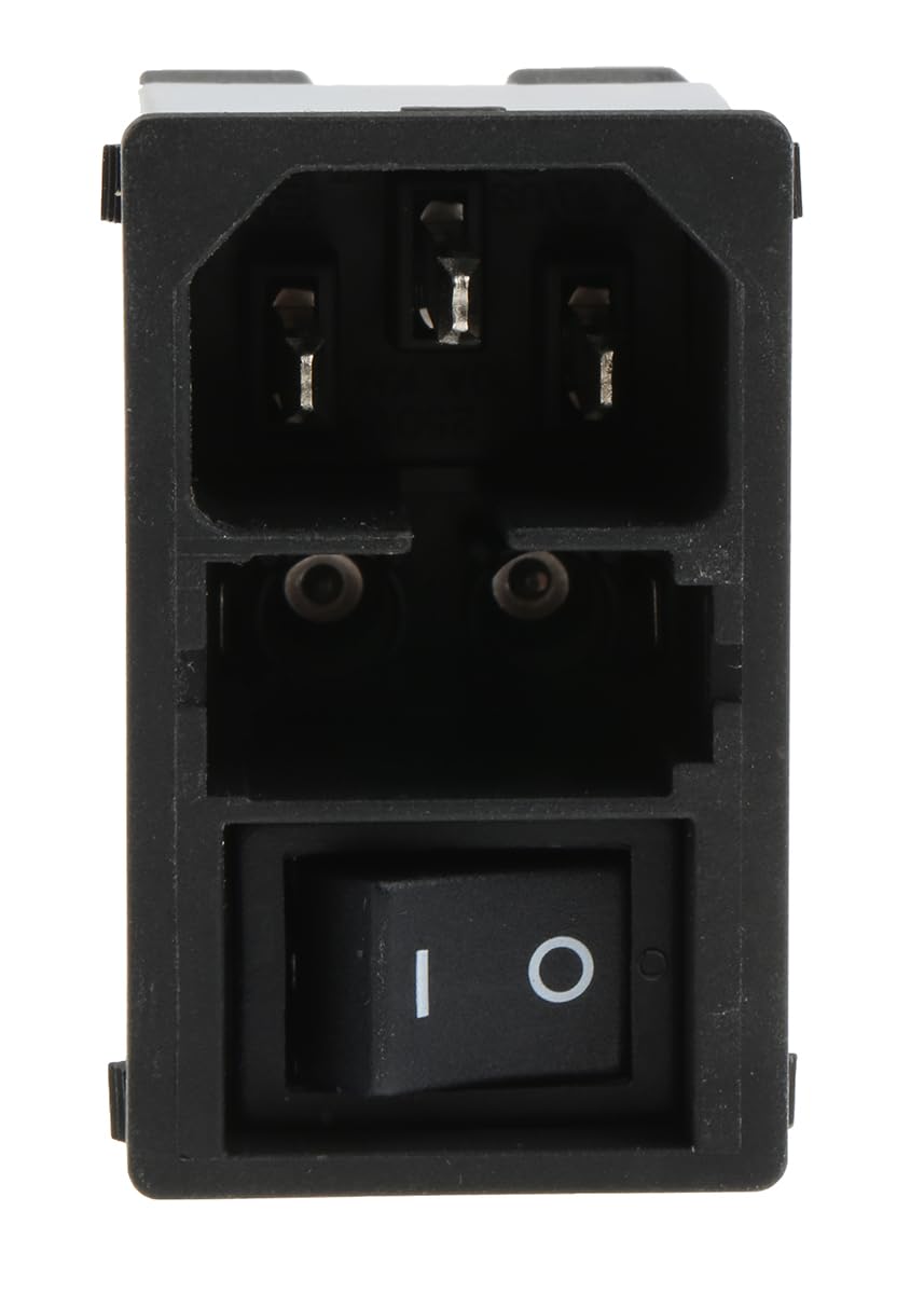 Schurter Men's Kmf1.1191.11 Iec Filtered Connector, 10A, 250 V Ac, Snap-In, 2 Pole, Solder, 2 Fuse
