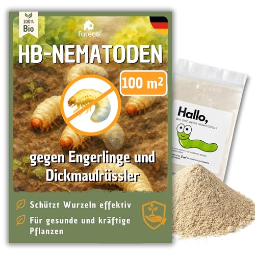 Futeco® – HB-Nematoden gegen Dickmaulrüssler & Engerlinge – für 100m² Fläche – zum einfachen gießen – 100% Biologisch, Chemiefrei & Natürlich – Made in Germany 1