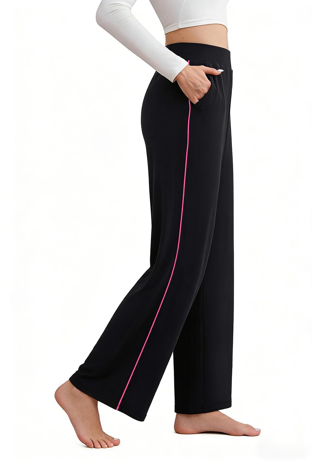 Charmo Jogginghose Damen Baggy Yogahose Lang Sporthose Hohe Taille Freizeithose Weites Bein Hose Bauchkontrolle Trainingshose Lockere Sweatpants mit Taschen