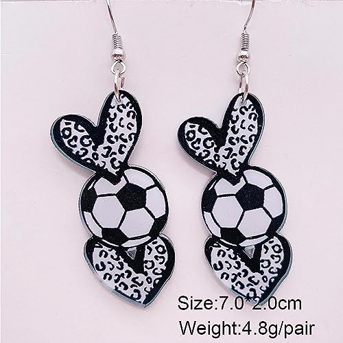 Acrylic Game Ball Dangle Earrings, Leopard Heart Pumpkin Sports Soccer Football Earrings Lover Jewelry Women Mom Game Day Player Fan Gift2