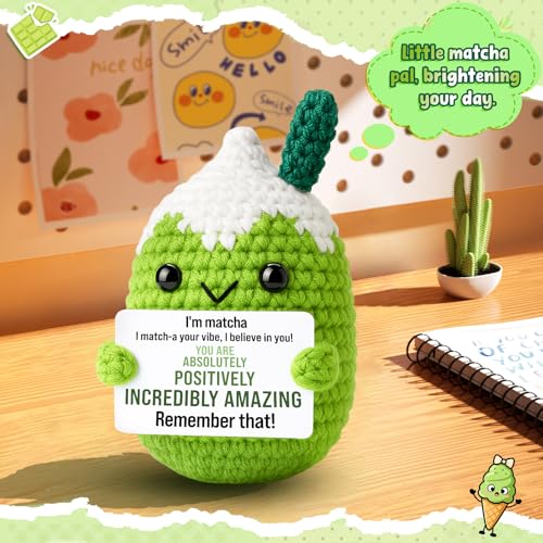 Affirmations Crochet Matcha Buddy - Positive Birthday Gift for Women, Friend, Bestie, Coworker, Mothers day Funny Gifts for Mom - Easter Basket Stuffers for Daughter, Son & St. Patrick's Day Decor - image 7