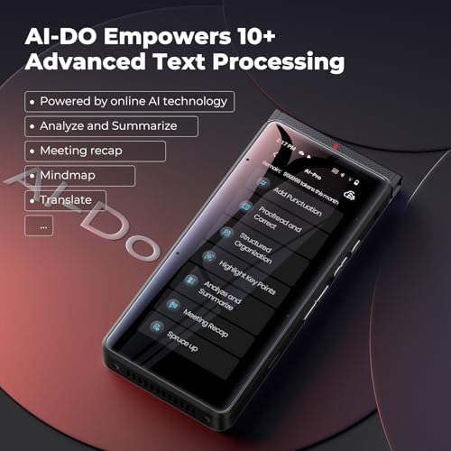 Image of Innioasis PR1 AI Voice Recorder, Transcription & Translation with AI, 3.99 inch 64GB Smart Summarize, Offline AI Processing Note Taker for Meeting & Lectures, Translation for Business Travel, Black