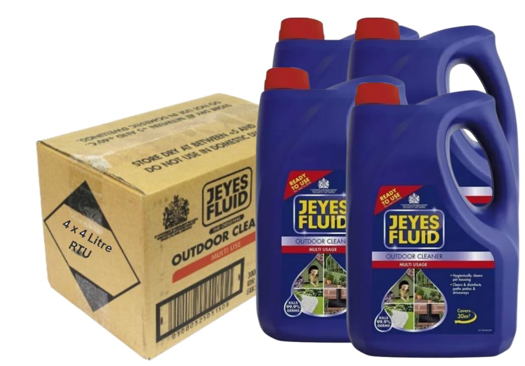 Ready To Use (RTU) Fluid Outdoor Disinfectant 4 x 4 Litre | Jeyes Disinfectant | Cleans and deodorises outside areas
