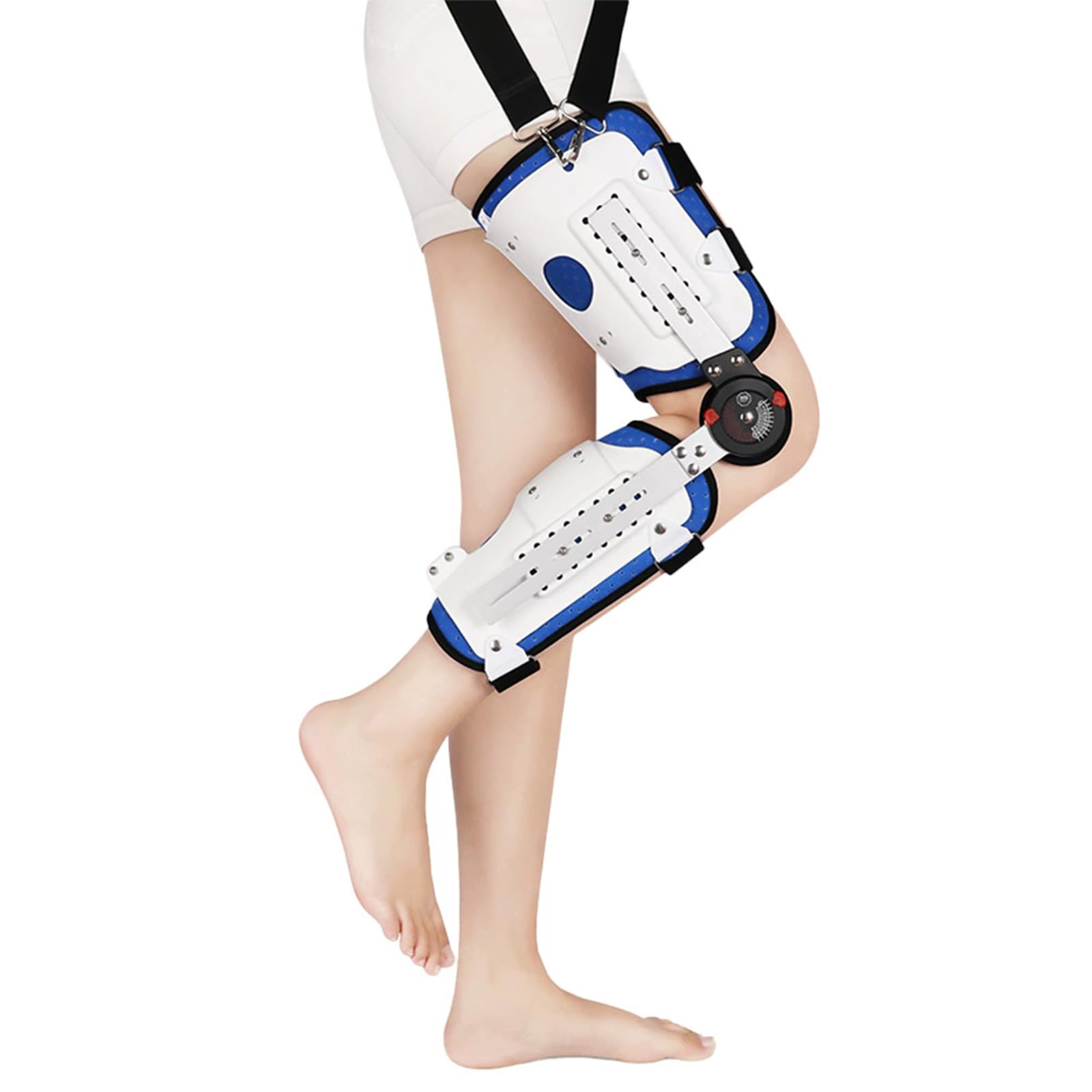 SFKLYU Inmovilizador de Rodilla Ajustable, Rodillera con Bisagras, Soporte Estable para la Rodilla con Estabilizadores Laterales y Bisagras para Hombres Mujeres,S