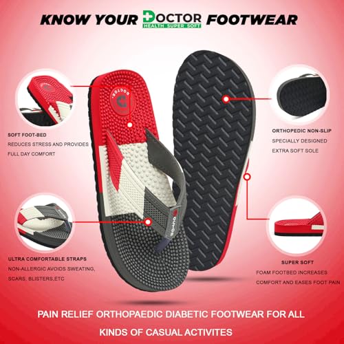 Image of DOCTOR HEALTH SUPER SOFT Men's & Boys Anti-Skid Flip Flops with Acupressure Massage Footbed | Lightweight | Soft | Doctor-Recommended Slipper for Pain Relief | All Day Wear Acupressure Doctor Slipper