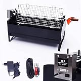 Máquina De Parrilla De Barbacoa De Carbón, 12 V, Automática, Giratoria, para Barbacoa , Kebab , Acero Inoxidable , Al Aire Libre, Interior, Parrilla Automática, Kit De Asador , Parrilla , para Jardín