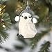 The Bridge Collection Winter Bird Ornaments with Hats - Set of 3 - Furry White Snowbird Ornaments - Animal Christmas Decor