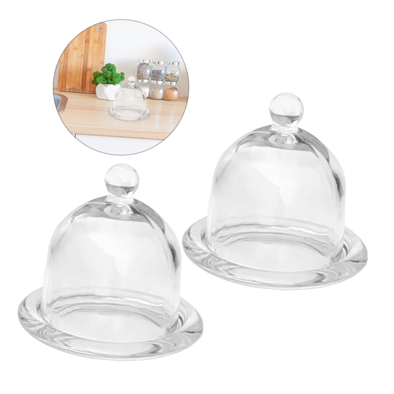 2piezas Cubierta de Cúpula de Postre Transparente con Plato Base, Soporte para Tartas con Protección Antipolvo, para Cupcakes, Cookies y Fiestas