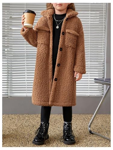 SOLY HUX Toddler Girl's Fleece Fuzzy Jacket Button Down Collar Long Sleeve Pocket Coat Outerwear3