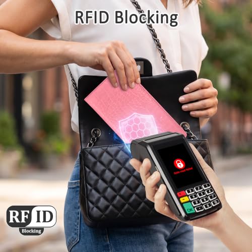 Image of Tipmile Slim Wallet for Women, RFID Blocking Credit Card Holder | 1 Zipper Pocket, 1 ID Window, 3 Cash Compartments, 11 Card Slots