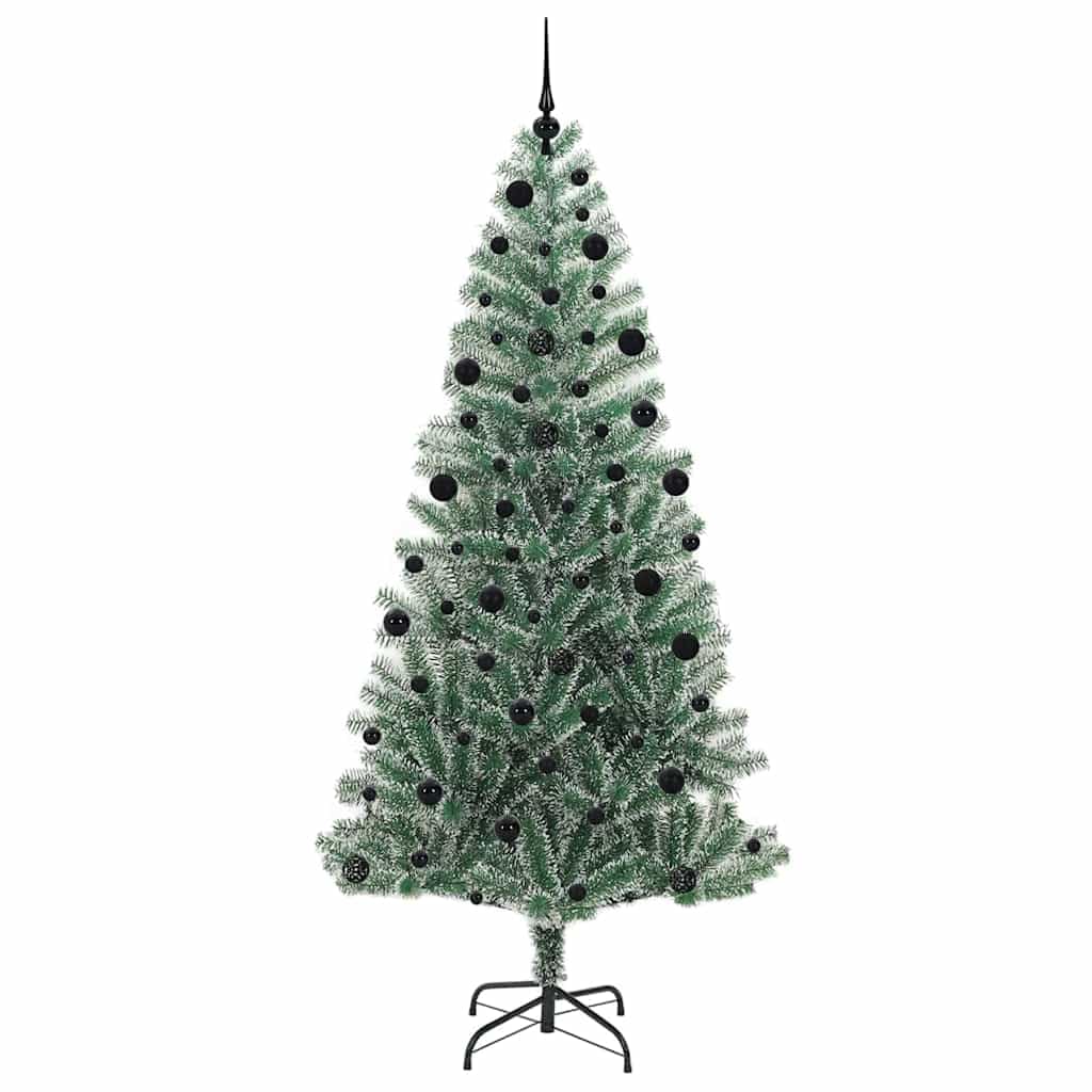 Pre-Lit Snowy Artificial Christmas Tree, 210 cm, in polietilene satinato con 300 luci a LED a luce bianca calda, alimentate tramite USB, elegante forma conica per interni ed esterni, decorazione per