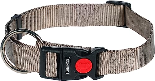 Flamingo Dog Collar Ziggi Greige L 45-65cm 25mm, Grey