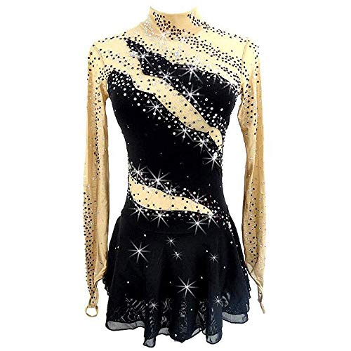 LWKBE Eiskunstlaufkleid Eislaufkleidung Schnell trocknend atmungsaktiv Langarm Wettkampf elastisch atmungsaktiv Cover