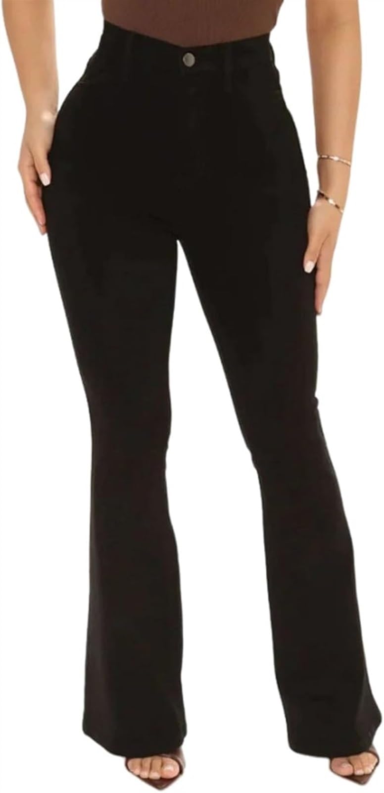 Vimlo Celestias Lift Jeans, Celestias Jeans, Womens Curvy High Waist Tummy Control Stretch Butt Lifting Flare Skinny Jeans(Black,M)