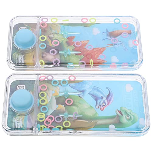 NUOBESTY 2pcs Handheld Water Game Toy Fish Ring Toss Game Arcade Water Ring Game Classic Retro Handheld Game Console for Kids