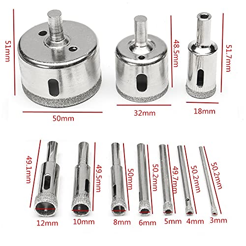 Juego de 10 brocas diamantadas 3-50 mm para vidrio y mármol miniatura 2