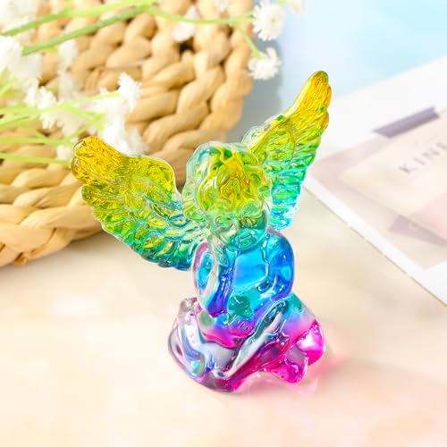 Figurine d'ange en cristal d'exception, sculpture artisanale colorée - 4