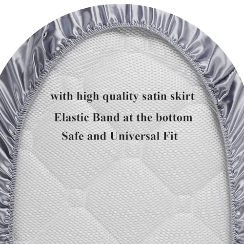 Image of Silk Bassinet Sheet 17 inch x 33 inch Surface (100% Pure Mulberry Silk) - 4 inch Deep Pocket (Satin)- 19 Momme 6A High-Grade Fibers for Baby Hair for Hourglass, Oval,Rectangle Pads /Mattress White