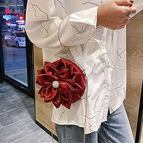 Image of Buddy Women Rose Shaped Clutch Soft Satin Wristlet Handbag Wedding Party Purse