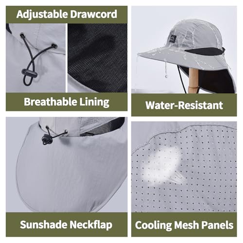 ZOORON Kids Sun Hat with Neck Flap UPF 50+ UV Protection Wide Brim Breathable Fishing Safari Beach Summer Hat for Boys Grils2