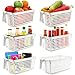 Kurtzy Rangement Frigo et Placard de Cuisine avec Poignées (Lot de 6) - 27,5 cm de Longueur - Bac de Rangement Plastique Blanc pour Salle de Bains, Garde-Manger, Tiroir, Congélateur et Maison