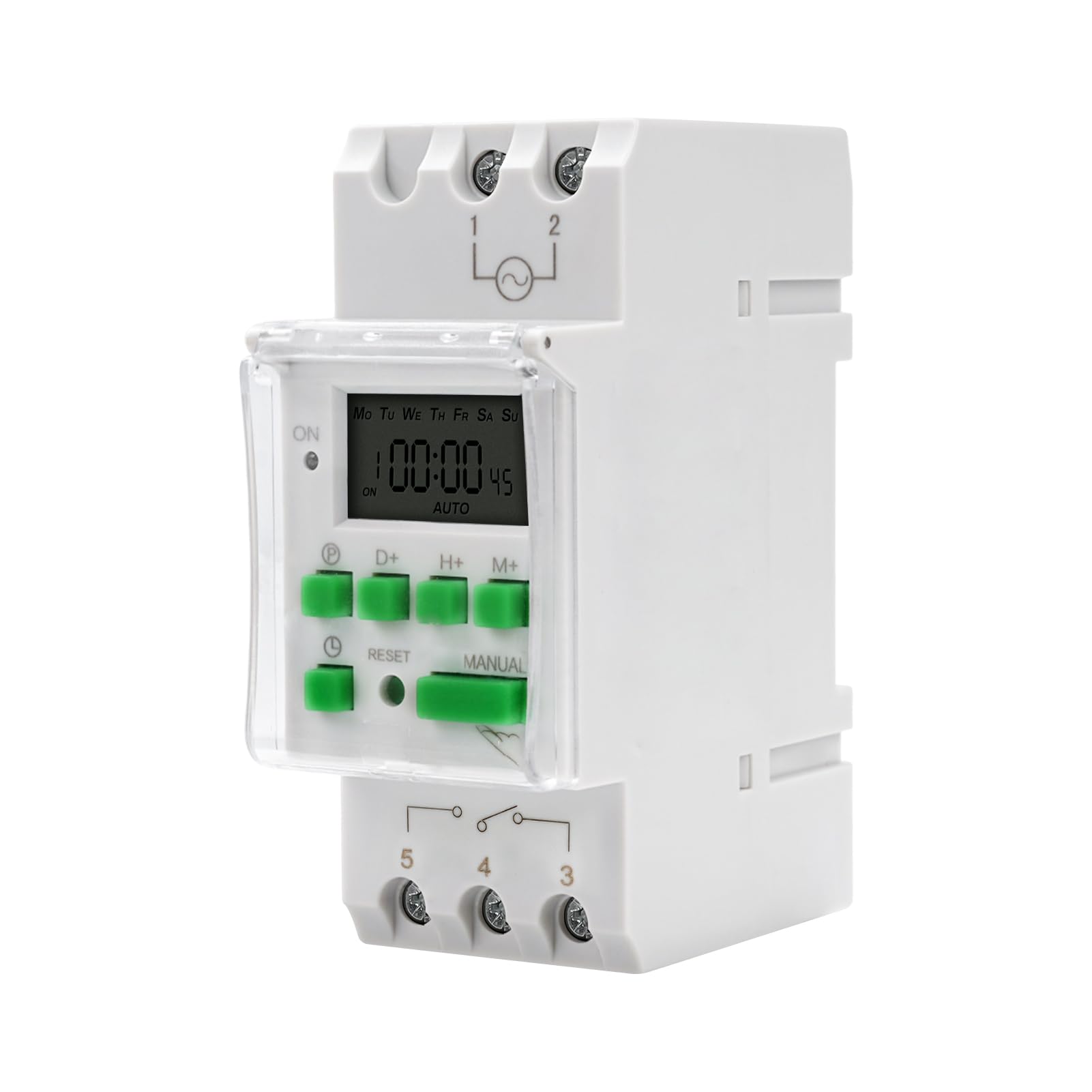 DEWIN DIN-Rail Time Switch, Digital Timer Switch Weekly Programmable Electronic Timer with Reset (DC 24V)