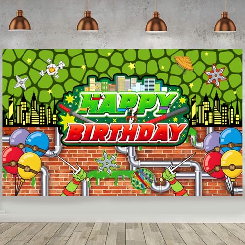 Green Turtle Birthday Banner Backdrop 70.8 x 43.3 in Turtle Birthday Party Decorations Background Wall Backdrop for Party Supplies Outdoor Indoor Photo Banner