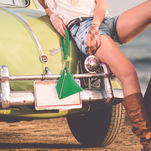Image of Women Synthetic Leather Clutch Wallet Triangle Wristlet Purse with Wrist Strap